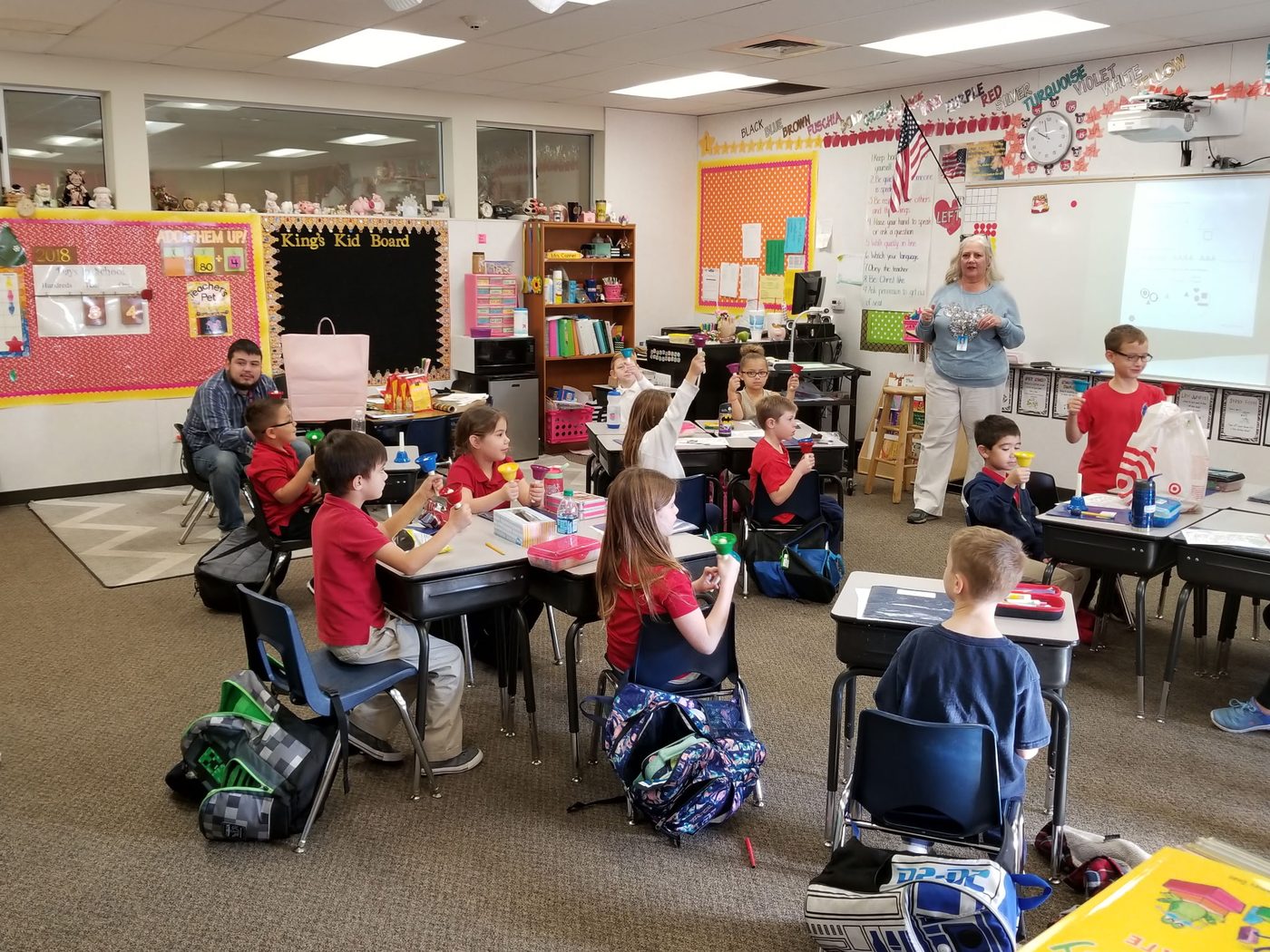 Students doing a hands-on classroom activity